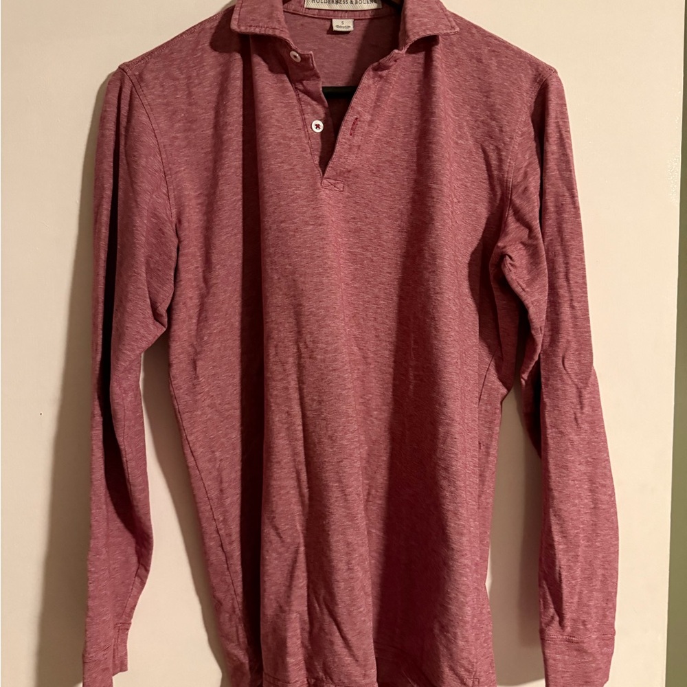 Men's Light Red Long Sleeve Polo